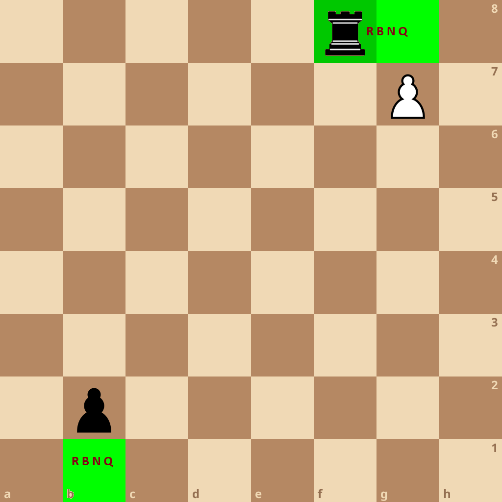Black and White pawns about to promote. White can capture and promote.